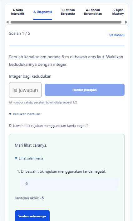 Soalan diagnostik dengan penerangan jalan kerja